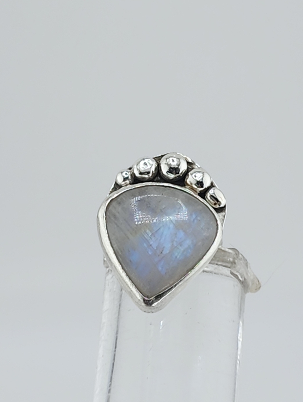 MOONSTONE TEAR DROP RING HANDMADE I  STERLING SILVER SIZE 7.5